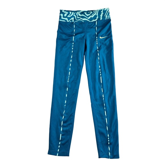 Nike Other - Nike Dri-FIT Leggings Girls XL Blue Teal Zebra‎ Stripe Tight Fit Dance Gym Track